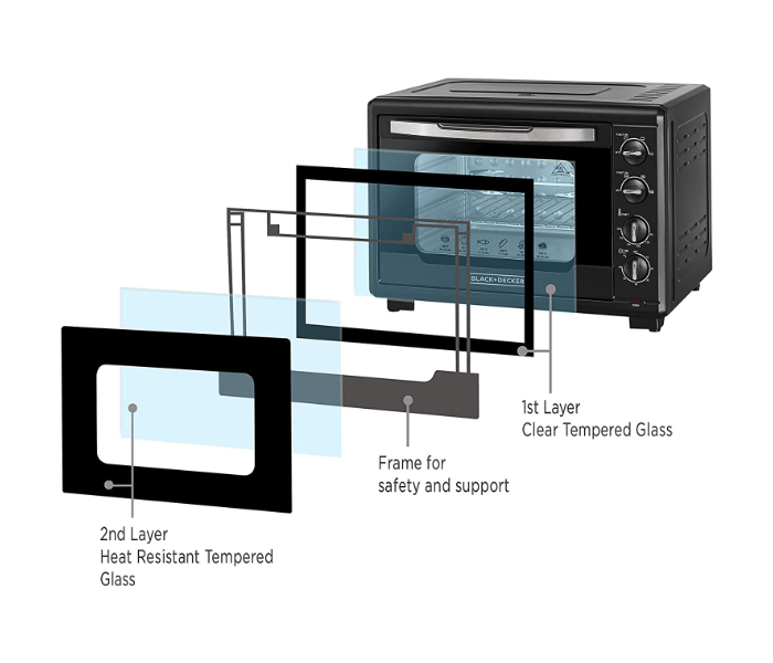 Black and Decker TRO55RDG-B5 2000W Double Glass Toaster Oven - Black - Zoom Image 6