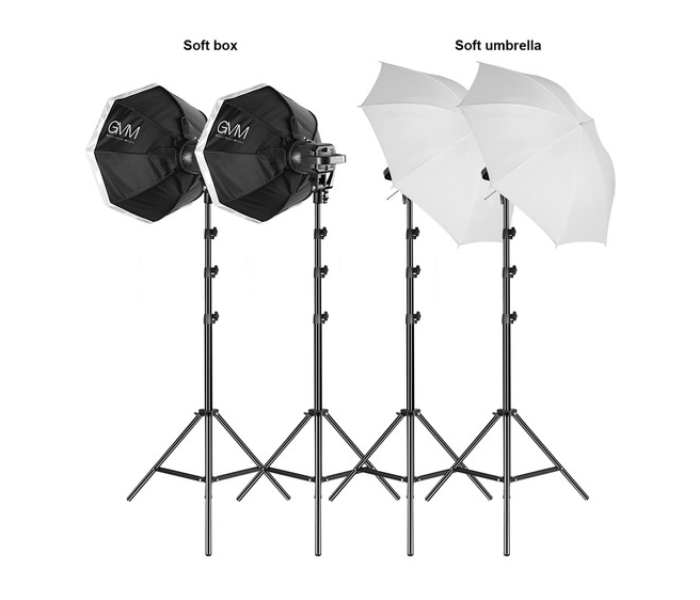 GVM P80S LED 4 Light Kit with Umbrellas Softboxes and Backdrops - Zoom Image 2