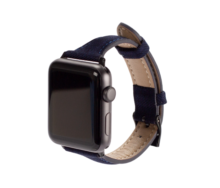 Promate TARTAN-38SM 38mm Canvas Watch Strap for Apple Watch Series - Dark Blue - Zoom Image 2