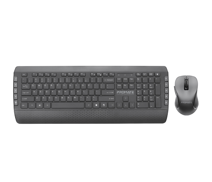 Promate English Wireless Keyboard and Mouse Combo - Black - Zoom Image 1