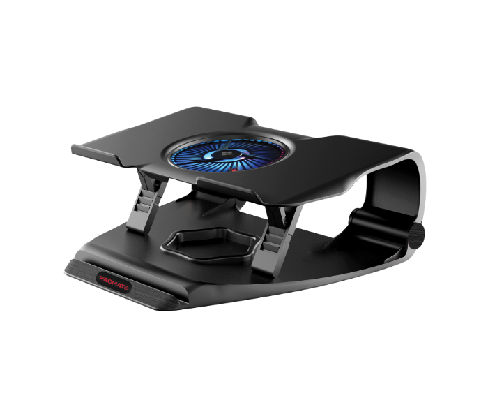 Promate FrostBase Laptop Cooling Pad with Multi-Level Height Quiet Fan Dual USB Port and Smart LED Illumination - Black - Zoom Image 1