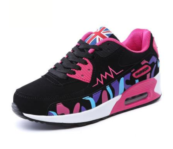 Leather Air Cushion EU-39 Sport Sneaker for Women - Black & Pink - Zoom Image