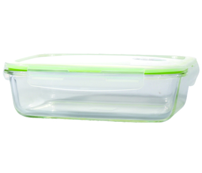 Royalford RF8811 Borosilicate Rectangular Airtight Glass Container - Clear & Green - Zoom Image 2