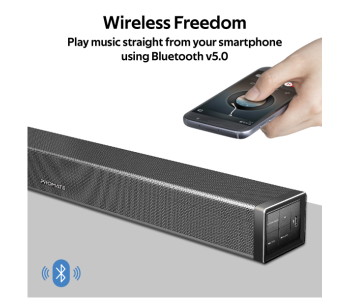 Promate BluesBar-20 20W Bluetooth Soundbar with Remote Control - Black - Zoom Image 4