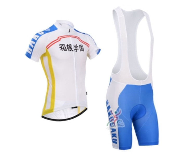 Cycling Medium Jersey Bib Set Full Zip Coolmax Polyester 9D Pad Sohoku Design - White - Zoom Image 1