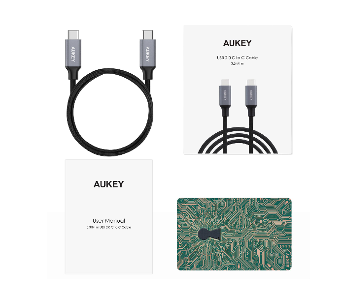 Aukey 1 Meter USB 2.0 USB-C to USB-C Cable - Grey - Zoom Image 4