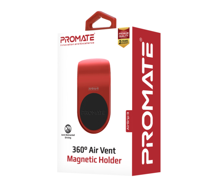 Promate AirGrip-3 AC Vent Phone Holder - Red - Zoom Image 7