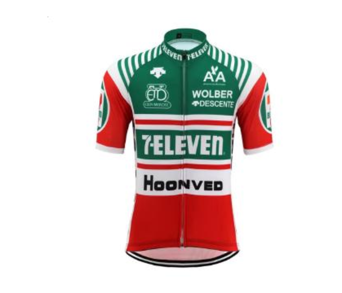 Retro Design Coolmax Polyester Full Zipper 9D Pad- 711 Mens Small Cycling Jersey Set - Red and Green - Zoom Image 2