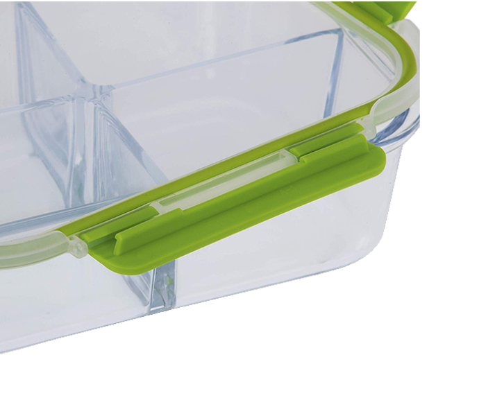 Royalford RF9218 4 Compartment Food Container - 1520 ml, Clear & Green - Zoom Image 6