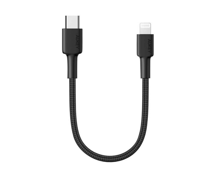 Aukey 18cm Braided Nylon USB- C to Lightning Cable - Black - Zoom Image 1