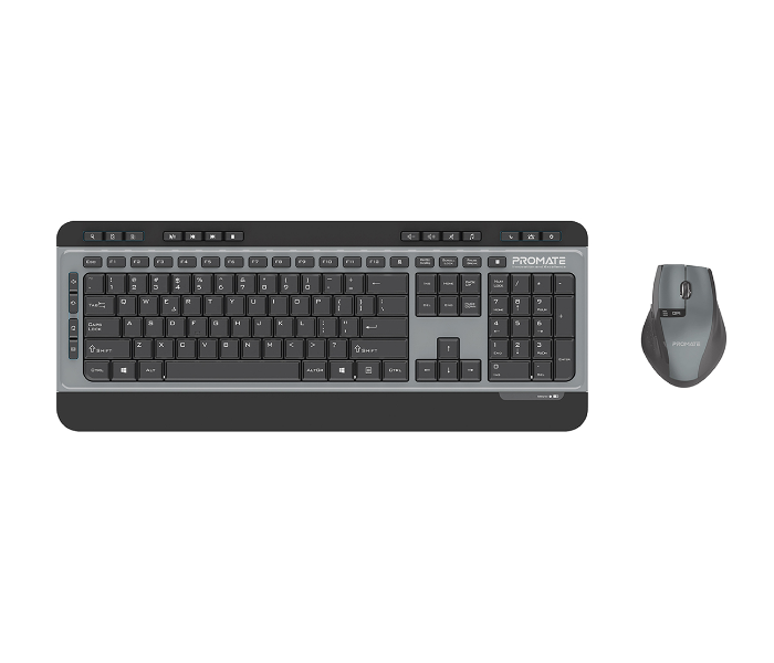 Promate ProCombo-9 Arabic English Wireless Keyboard and Mouse Combo - Black - Zoom Image 1