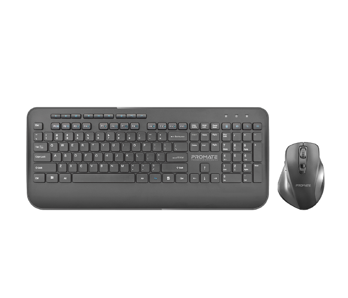 Promate ProCombo-8 English Wireless Keyboard and Mouse Combo - Black - Zoom Image 1