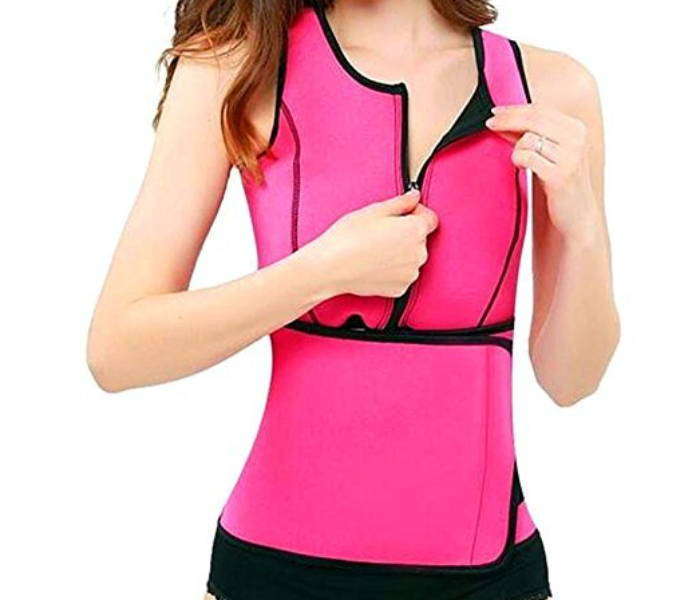 Taqdeer Sauna Slimming Vest with Adjustable Waist Trimmer Belt for Women- Pink - Zoom Image 2