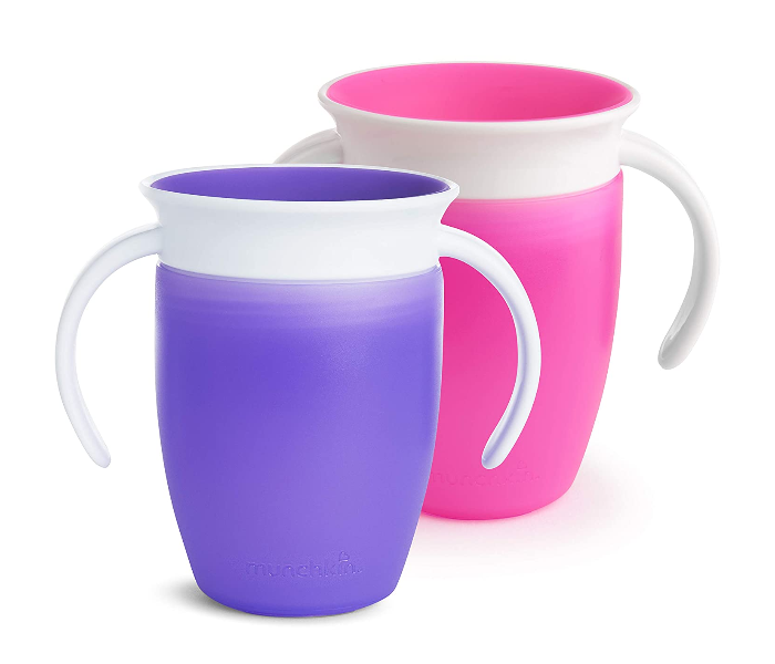 Munchkin Pack of 2 Miracle 360 Trainer Cup - Pink and Purple - Zoom Image