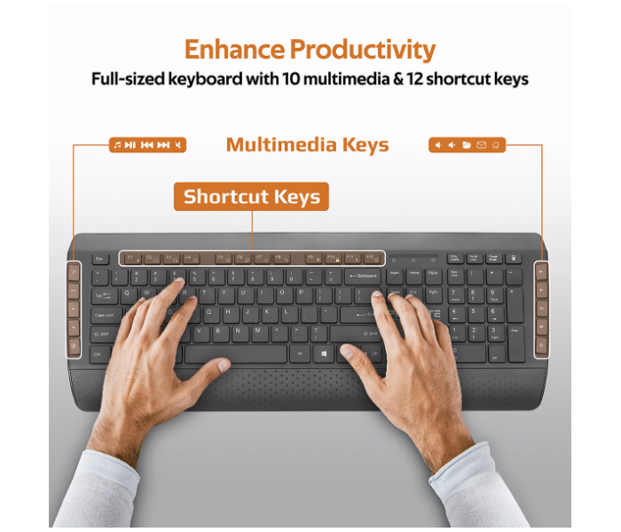 Promate English Wireless Keyboard and Mouse Combo - Black - Zoom Image 5