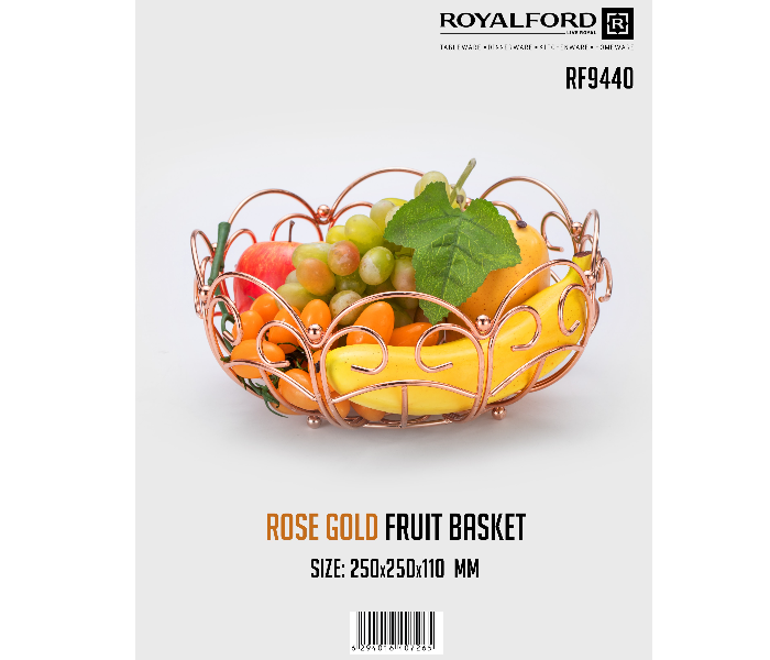 Royalford RF9440 Durable Stainless Steel Fruit Basket - Rose Gold - Zoom Image 4