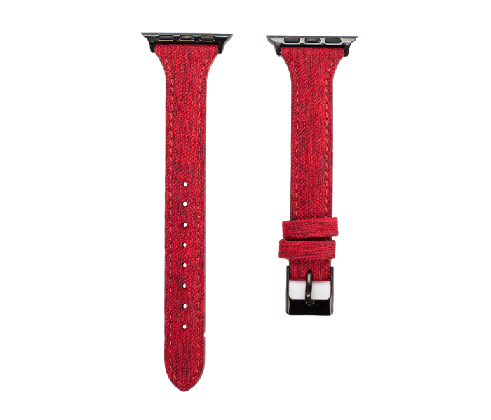 Promate TARTAN-38ML 38mm Canvas Watch Strap for Apple Watch Series - Maroon - Zoom Image 1