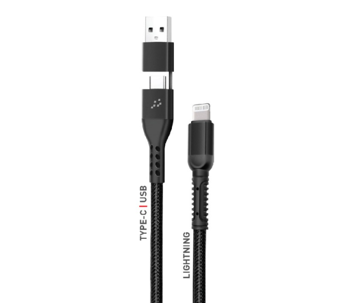 Trands TR-CA558 2 In 1 Lightning to Type-C and USB Cable-Black - Zoom Image 1