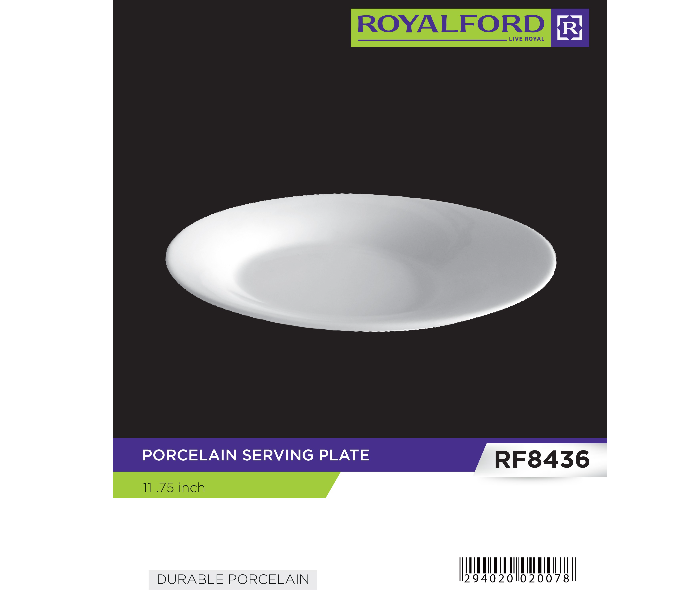 Royalford RF8436 11.75-inches Porcelain Serving Plate - White - Zoom Image 4