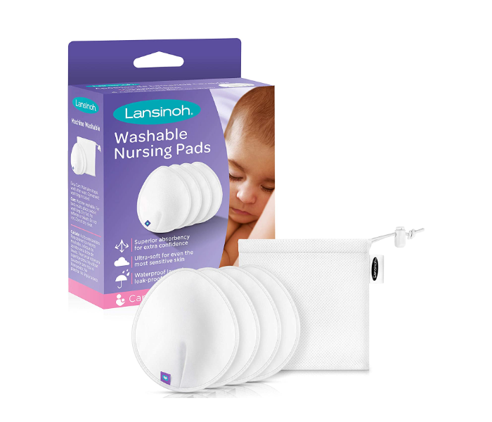 Lansinoh Set of 4 Reusable Nursing Pads for Breastfeeding Mothers - White - Zoom Image