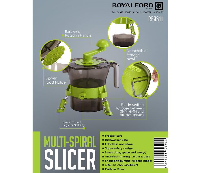 Royalford RF9311 Multi Spiral Slicer - Black & Green - Zoom Image 2