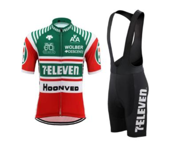 Retro Design Coolmax Polyester Full Zipper 9D Pad 711 Mens Extra Large Cycling Jersey Set - Red and Green - Zoom Image 1