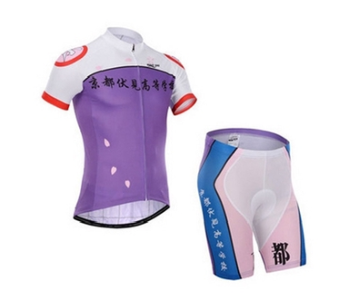 Cycling Medium Jersey Bib Set Full Zip Coolmax Polyester 9D Pad Sohoku Design - Purple - Zoom Image 1