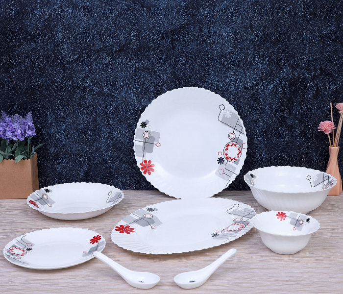 Royalford RF8983 33 Pieces Opal Ware Dinner Set - White - Zoom Image 2