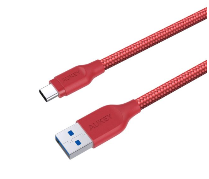 Aukey 2 Meter Aluminum Head USB Type C Braided Cable - Red - Zoom Image 3