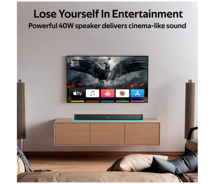 Promate BluesBar-40 40W Bluetooth Soundbar with Remote Control - Black - Zoom Image 2