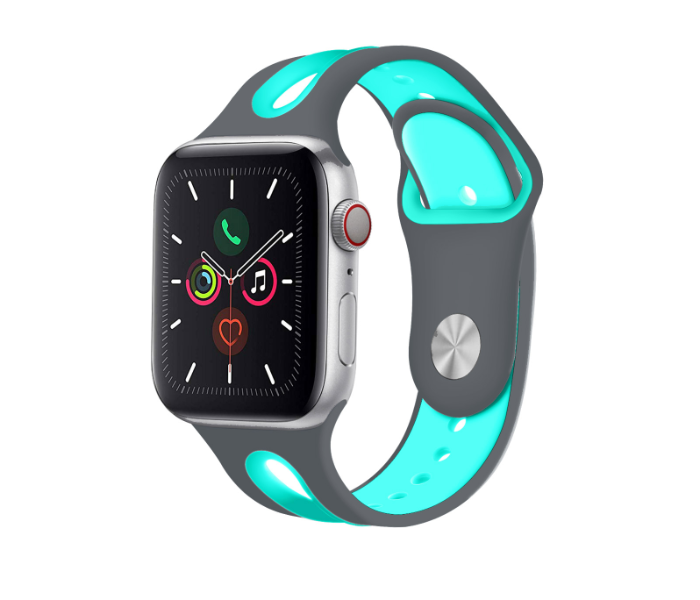 Promate HIPSTER-38ML 38mm Silicone Watch Strap for Apple Watch Series - Grey and Turquoise - Zoom Image 2