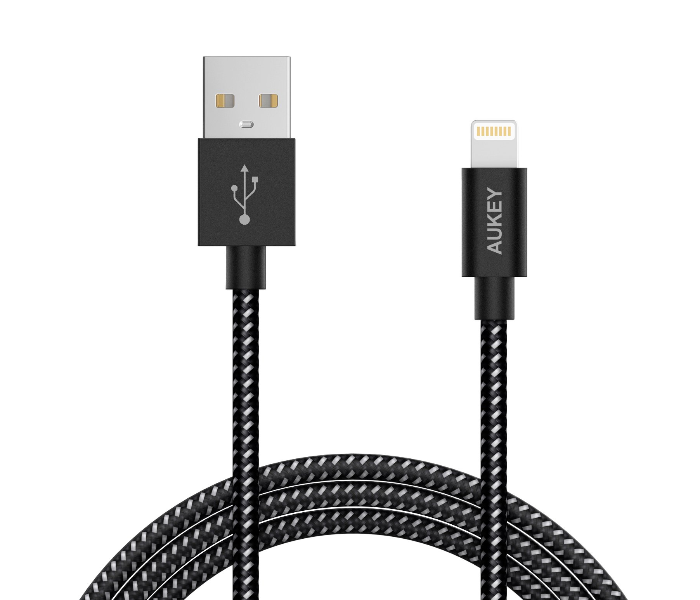 Aukey 1.2 Meter MFi Lightning 8 PIN Sync and Charging Cable Braided Cable - Black - Zoom Image