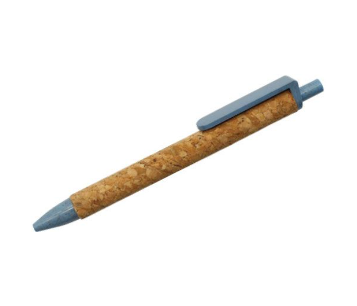 SS Eco Friendly Wheat Straw And Cork Pen - Blue - Zoom Image