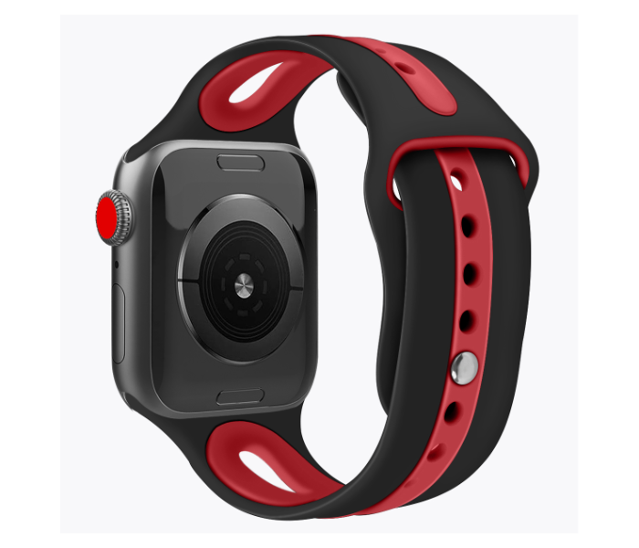 Promate HIPSTER-42SM 42mm Silicone Watch Strap for Apple Watch Series - Black and Red - Zoom Image 2