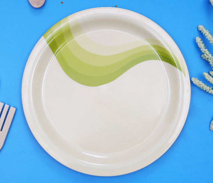 Royalford RF8078 11-inch Melamine Ware Super Rays Dinner Plate - Ivory & Pista Green - Zoom Image 1