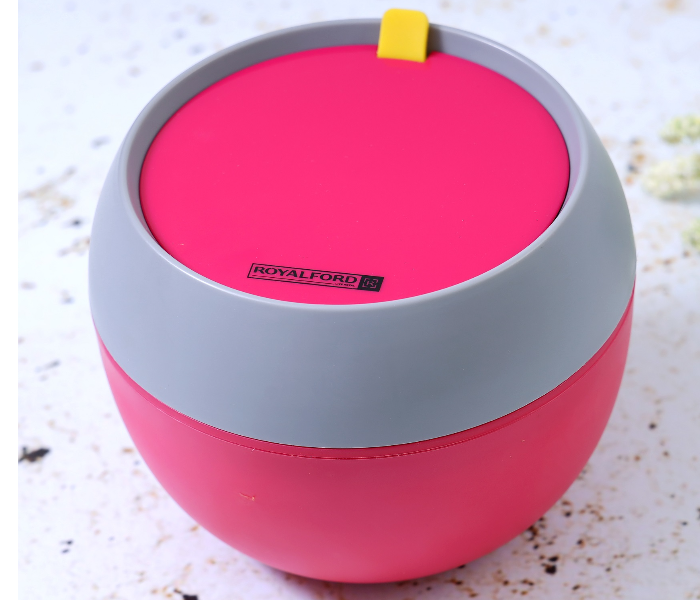 Royalford RF8708 2 Layer Fashion Insulated Round Lunch Box - Pink & Grey - Zoom Image 1