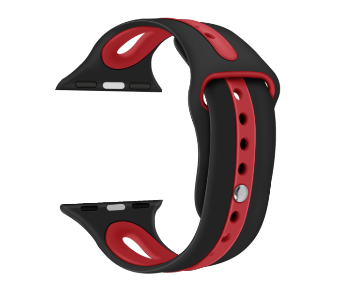 Promate HIPSTER-42SM 42mm Silicone Watch Strap for Apple Watch Series - Black and Red - Zoom Image 1