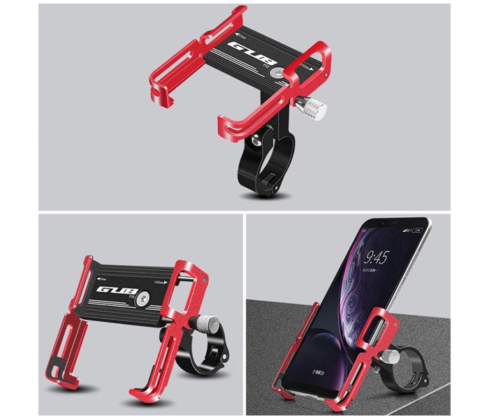 GUB Cycling Aluminum Alloy Bicyle Adjustable Mobile Mount Holder For Bicycle And Scooters - Black and Red  - Zoom Image 1