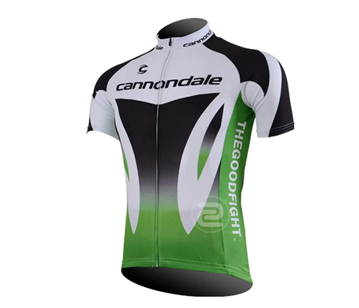 Cycling Medium Jersey Full Zip Coolmax Polyester Cannondale Green Design - Black and White - Zoom Image 1