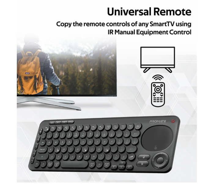 Promate Bluetooth English Keyboard with Touchpad - Black - Zoom Image 4