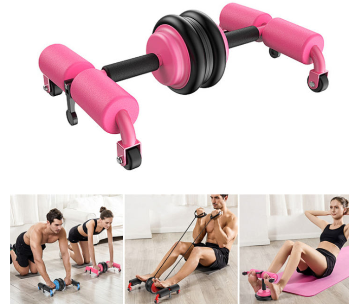 Multifunctional Abdominal Muscle Wheel Push-up Stand Fitness Equipment- Pink - Zoom Image 2