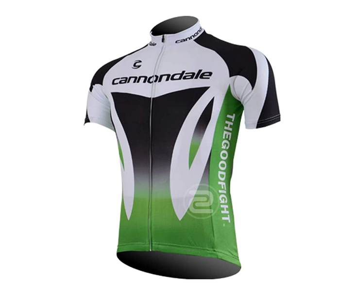 Cycling XXL Jersey Full Zip Coolmax Polyester Cannondale Green Design - Black and White - Zoom Image 1