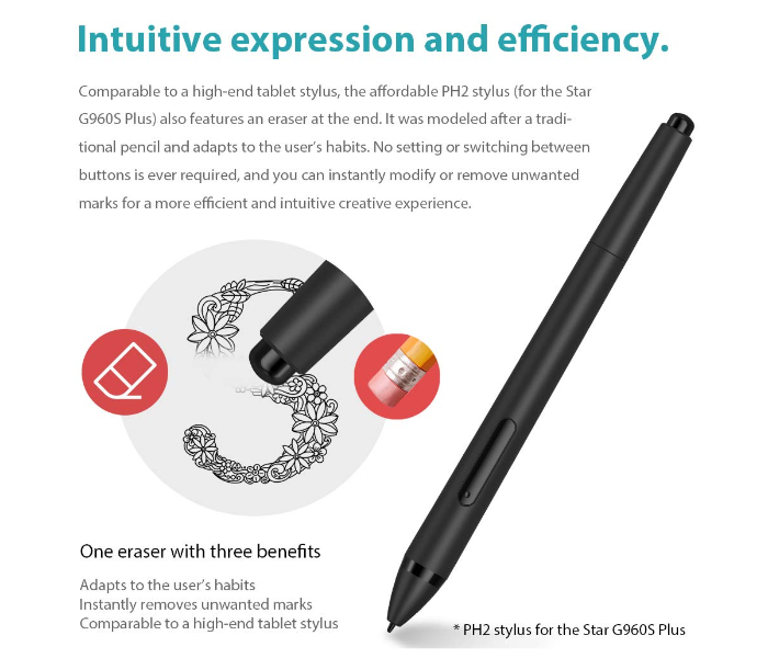 XP-Pen G960SPLUS Star Series Graphic Tablet - Black - Zoom Image 4