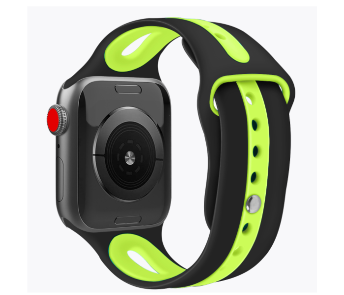 Promate HIPSTER-42SM 42mm Silicone Watch Strap for Apple Watch Series - Black and Green - Zoom Image 3