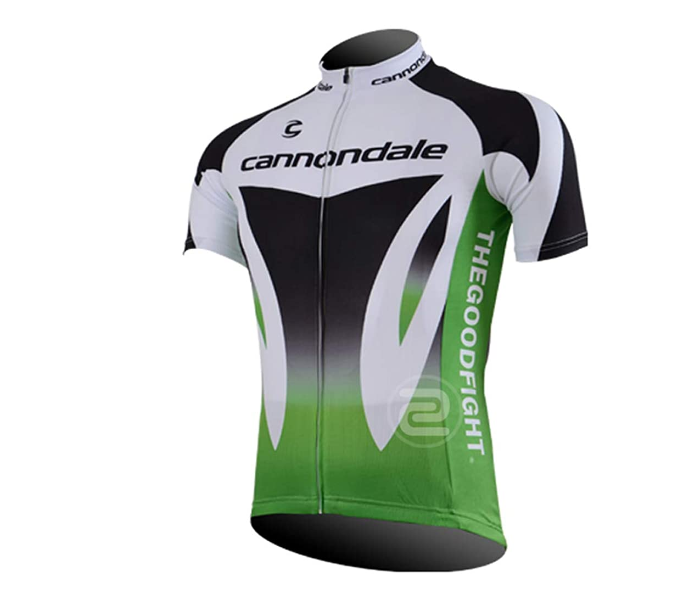 Cycling Extra Large Jersey Full Zip Coolmax Polyester Cannondale Green Design - Black and White - Zoom Image 1