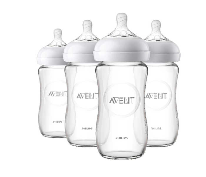 Philips Avent Pack of 4 240ml Natural Glass Baby Bottle - Clear - Zoom Image