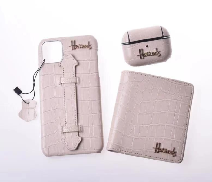 Harrods H6002 3 in 1 Leather Case Set For iPhone 11 Pro Max - Gold - Zoom Image