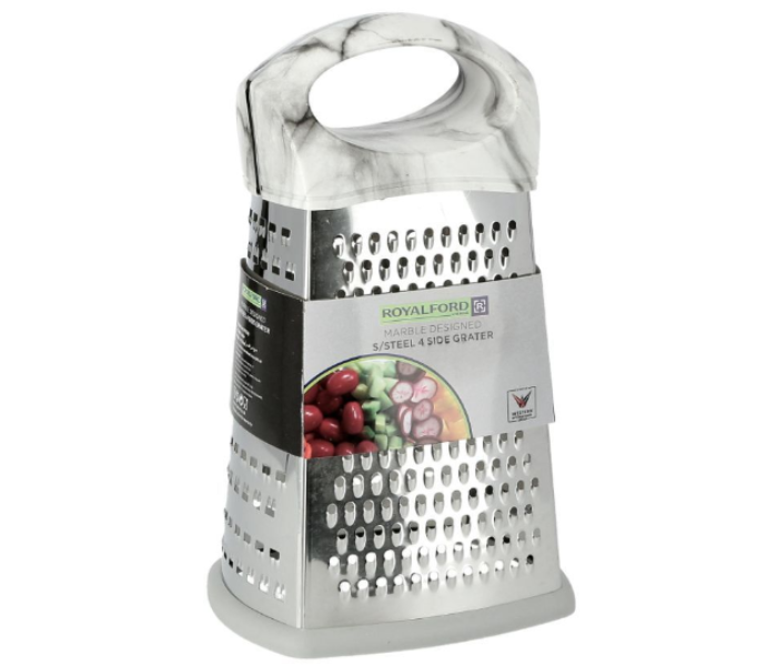 Royalford RF9549 8cm Stainless Steel Marble Designed 4 Side Grater - White & Grey - Zoom Image 4