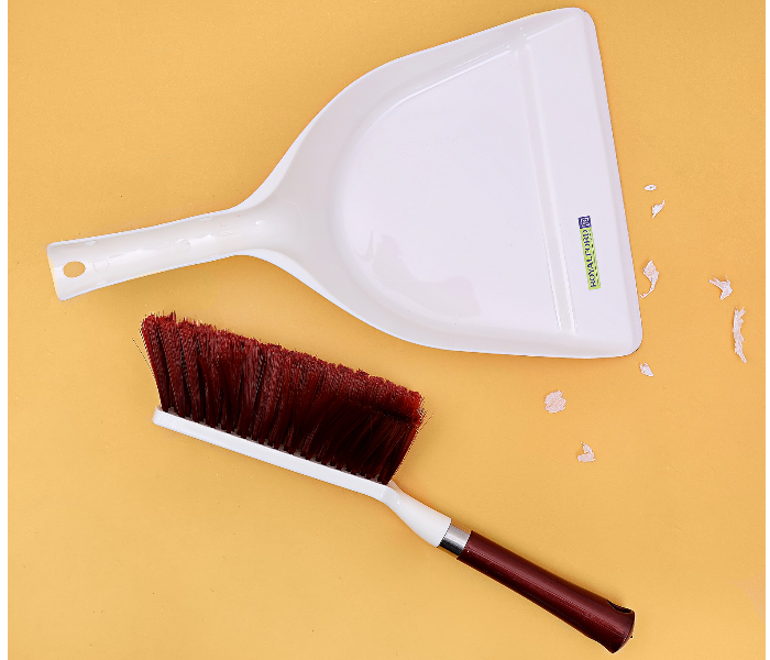 Royalford RF6986 Dustpan with Brush - White & Maroon - Zoom Image 1