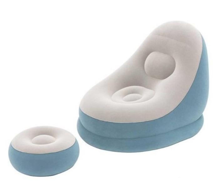 Best Way 75053 Comfort Cruiser Inflatable Chair with Ottoman - Blue - Zoom Image 1